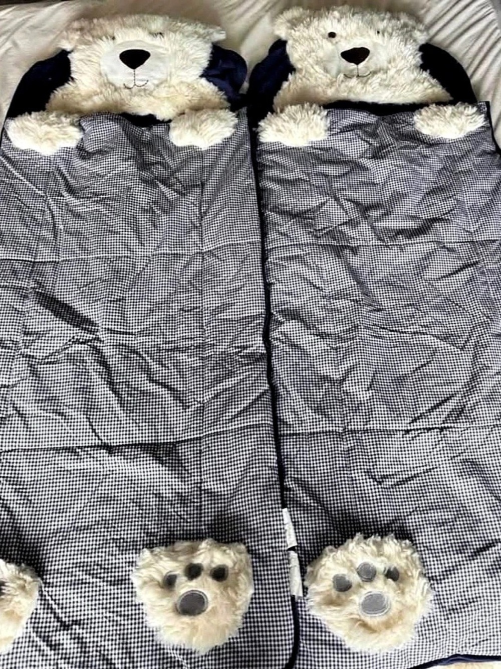 Pottery Barn Kids Bear Gingham Sleeping Bag Sleep Sacks (PAIR)